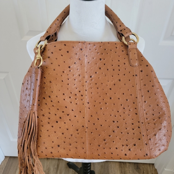 Got It Love It Large Textured Ostrich Print Leather Hobo/Crossbody/Tote - Picture 14 of 15